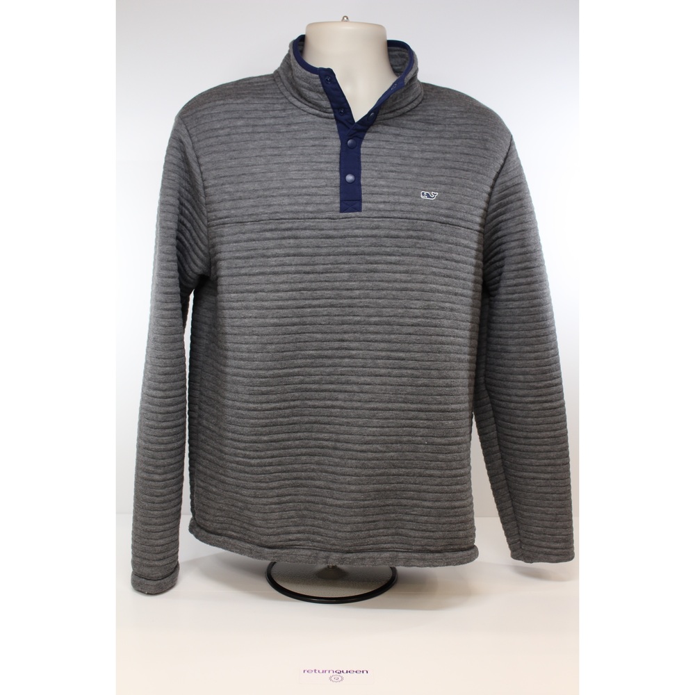 Vineyard Vines Quilted Snap Pullover – Men’s – Gray